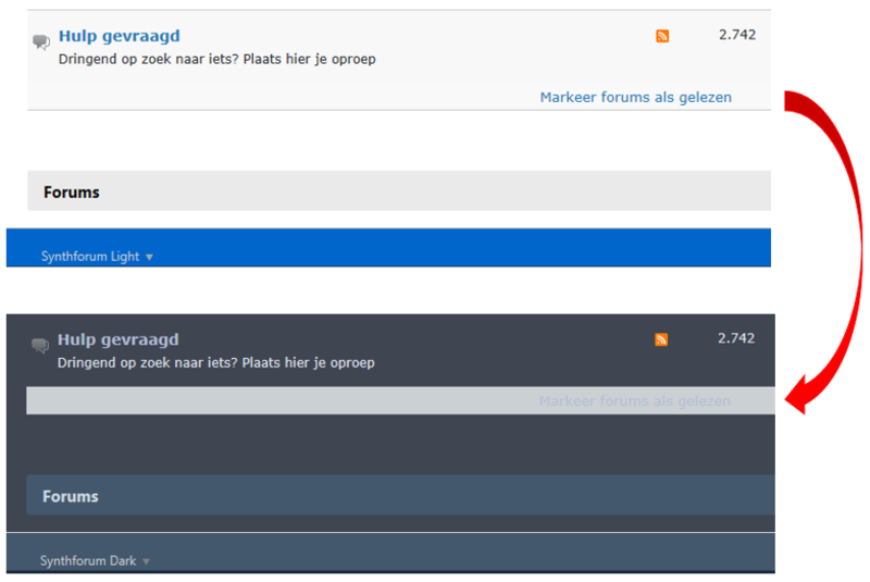 Markeer als gelezen - moeilijk leesbaar in het Dark Theme - Markeer als gelezen - moeilijk leesbaar in het Dark Theme